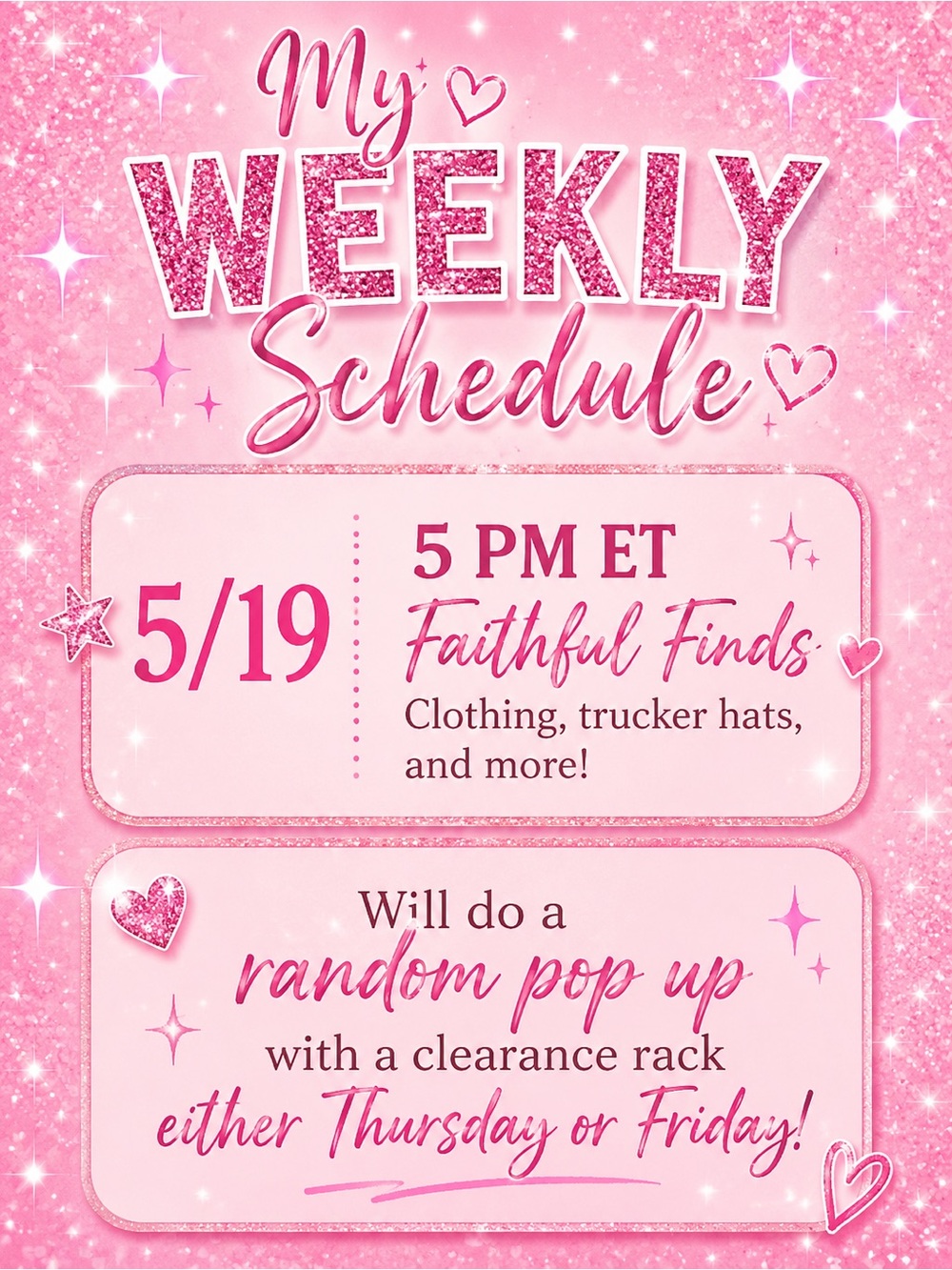 Zany’s Weekly Live Show Schedule!!! 💜💜💜💜